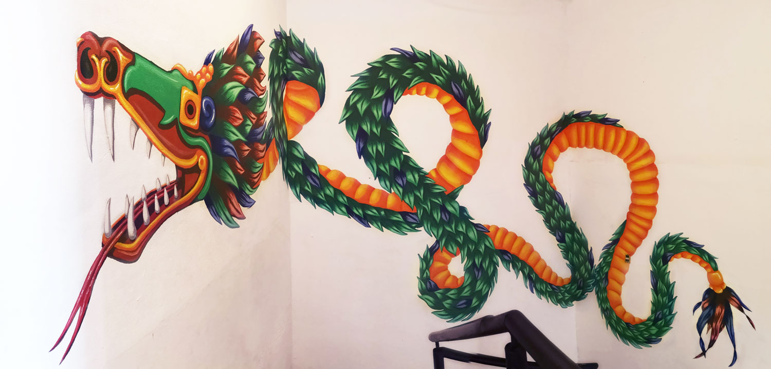 Quetzalcoatl mural acrylic 2019